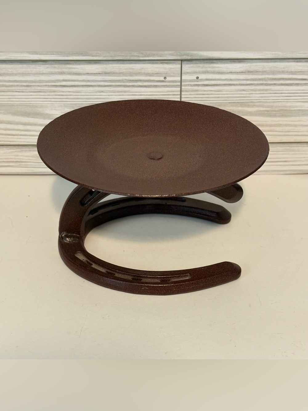 Vtg Horseshoe Candle Holder Rustic Western Pillar Candle Stand St Croix Forge